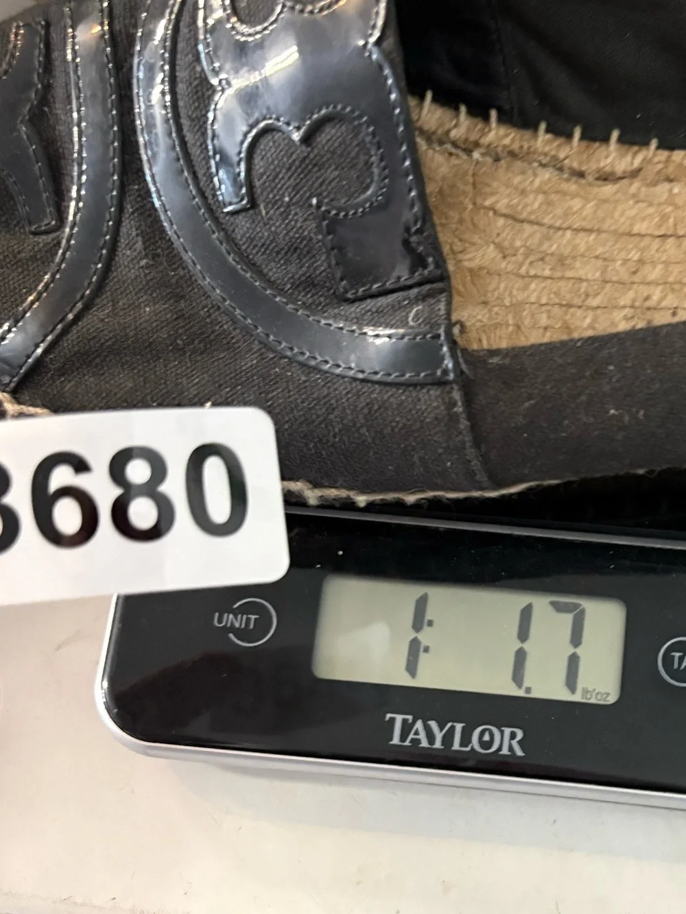 3680 Tory Burch Black Patent Logo Espadrille Flats Size 10